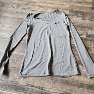 Nike Women’s Long-Sleeve V-Neck Top — Gray